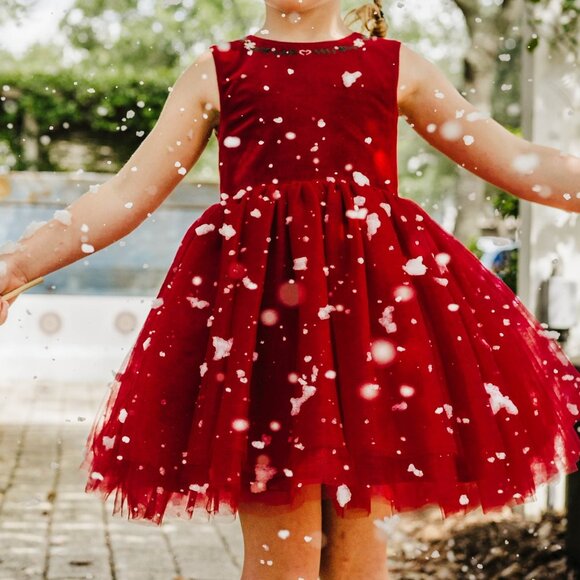 NWT Girls Love & Grow Clothing Red Velvet Holiday Tulle Dress Bloomers Set sz 7 - Picture 2 of 11